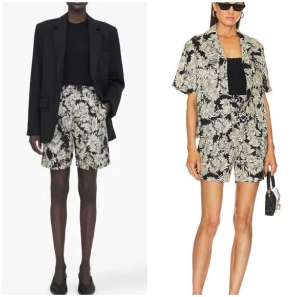 ANINE BING CARRIE WOMEN BLACK FLORAL SHORT US 2/EUR 32 - Picture 2 of 8